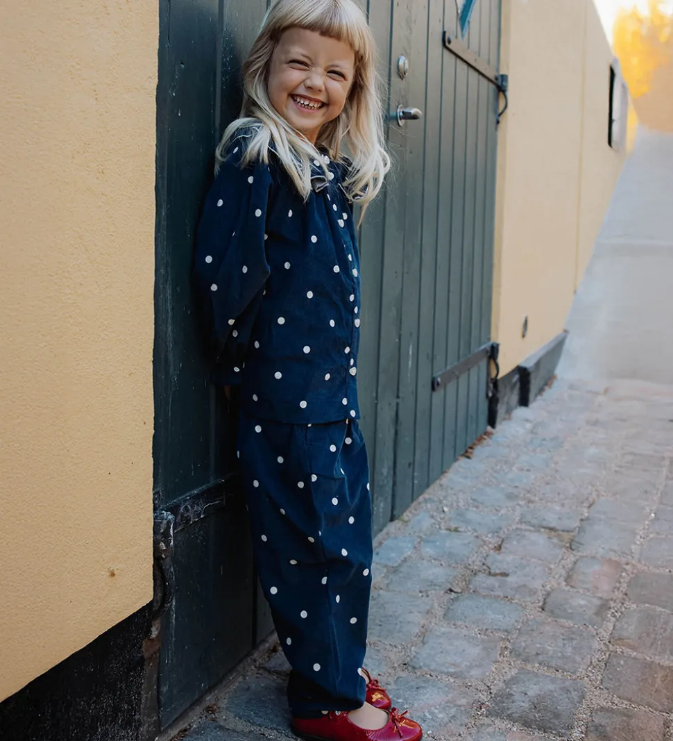 Fliink Skjorte - Fløjl - Dolly - Insignia Blue AOP