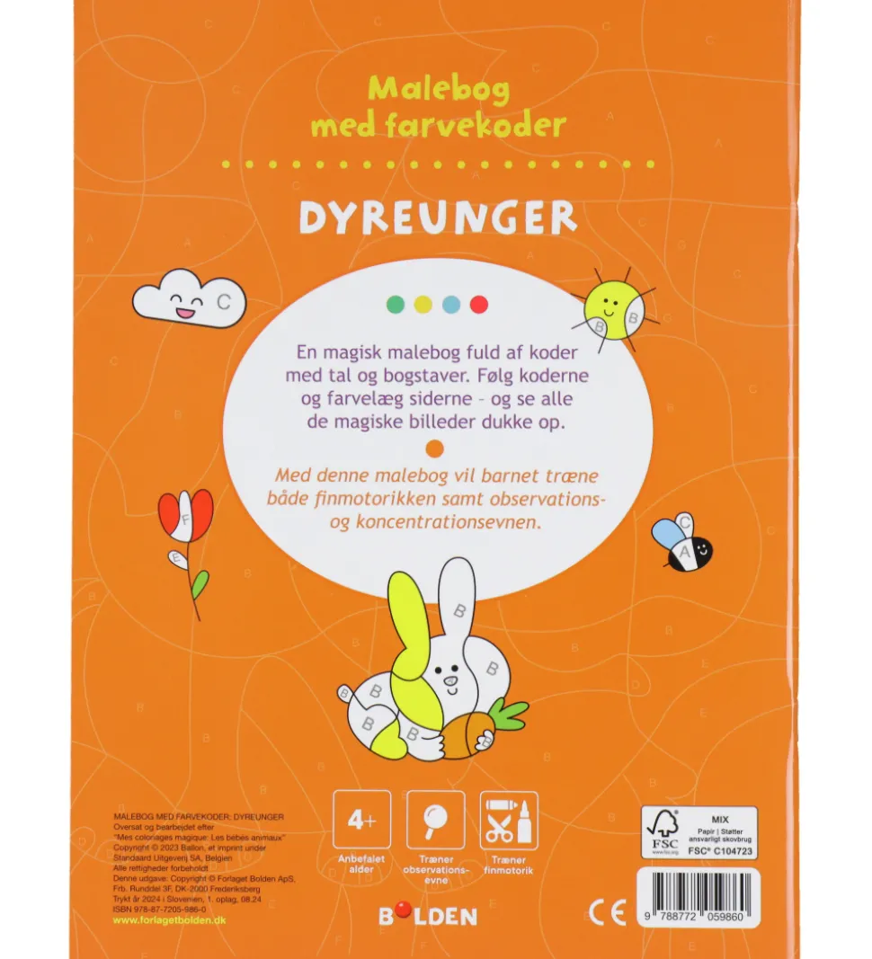Forlaget Bolden Malebog m. Farvekoder - Dyreunger