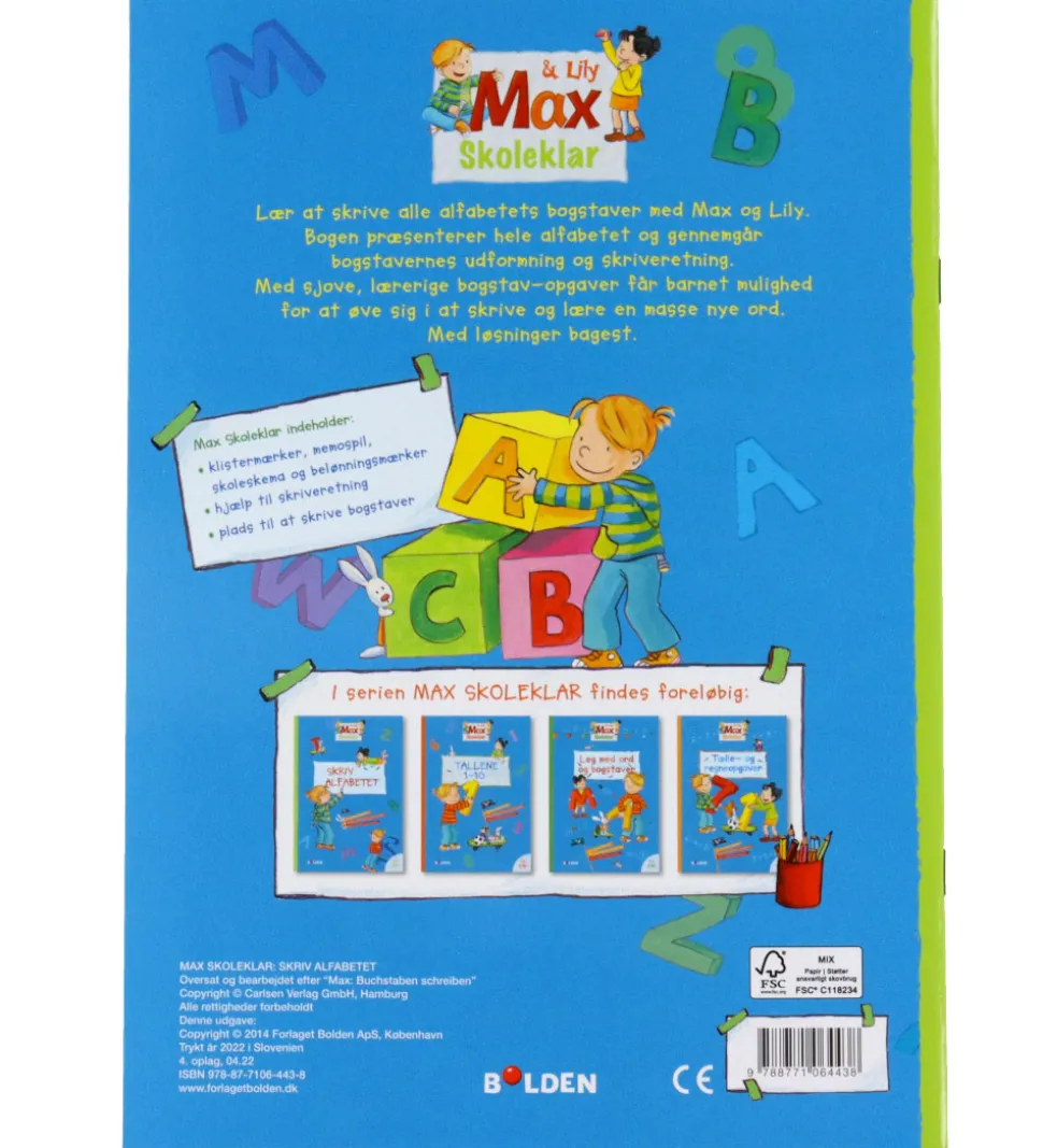 Forlaget Bolden Opgavebog - Skoleklar: Skriv Alfabet - Dansk
