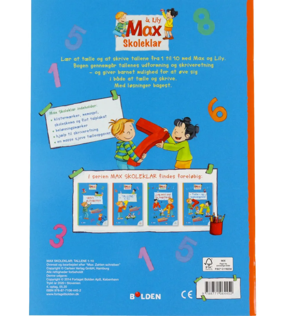 Forlaget Bolden Opgavebog - Skoleklar: Tallene 1-10 - Dansk