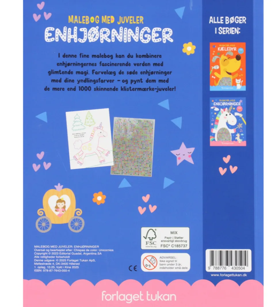 Forlaget Tukan Malebog m. Juveler - Enhjørning - DA