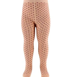 Fuzzies Strømpebukser - Lys Fersken m. Bordeaux Prikker