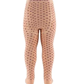 Fuzzies Strømpebukser - Lys Fersken m. Bordeaux Prikker