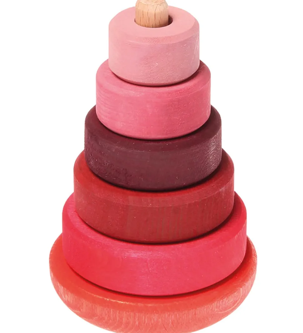 Grimms Trælegetøj - Stabletårn - 6 Dele - Rød/Rosa