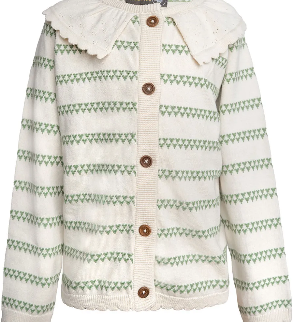 Hanevild Cardigan - Strik - Heart - Off White/Shale Green
