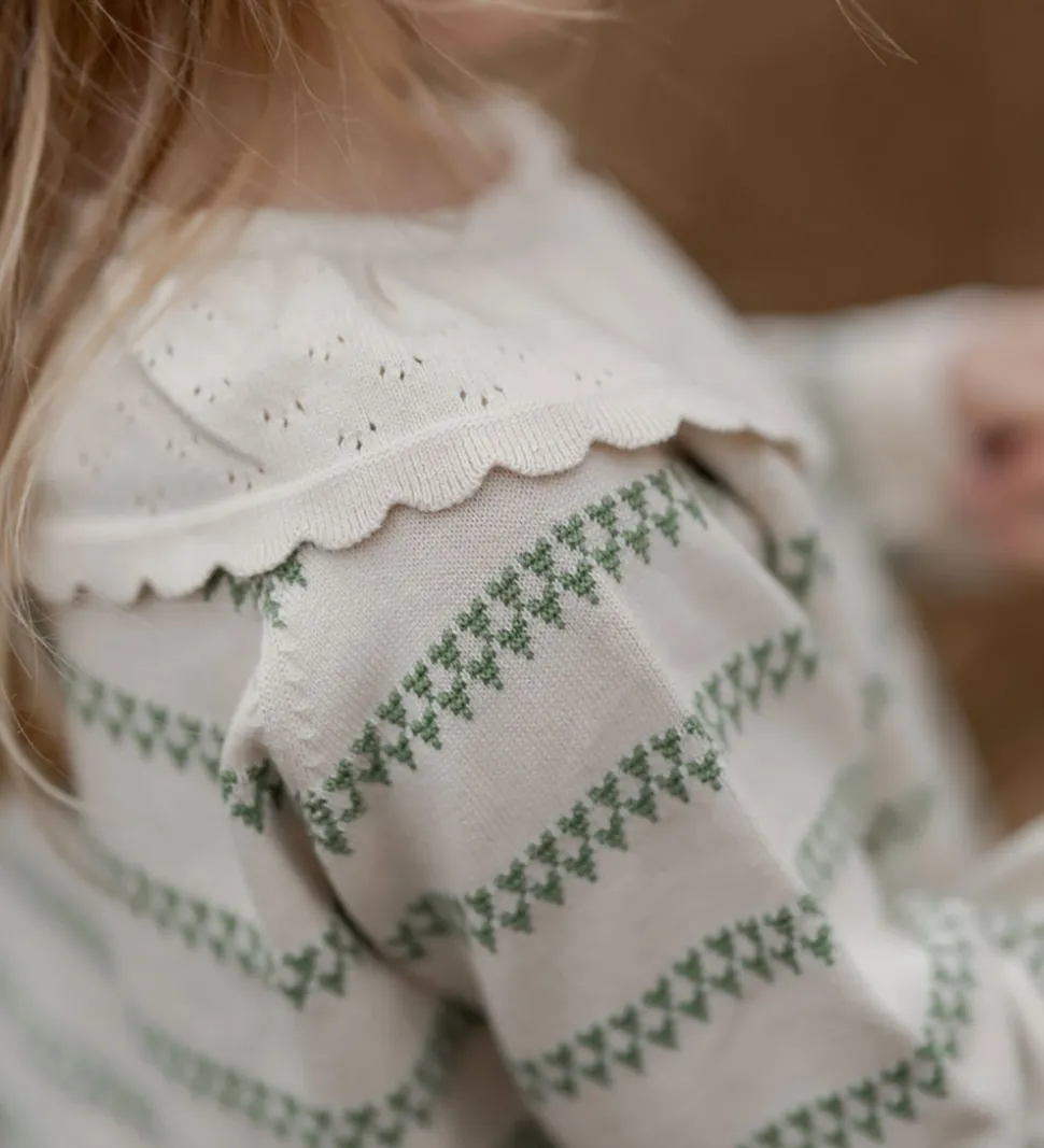 Hanevild Cardigan - Strik - Heart - Off White/Shale Green