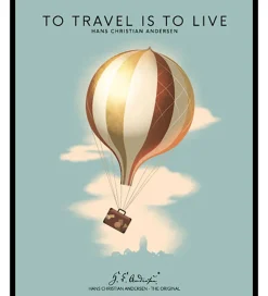 H.C. Andersen Plakat i Ramme - To Travel - 40x50cm - Blå