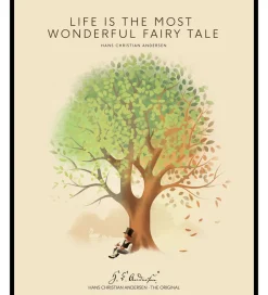 H.C. Andersen Plakat i Ramme - Life is - 40x50cm - Gul