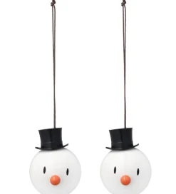 Hoptimist Julekugler - Snowman - 2 stk - Ø:5 cm - Hvid