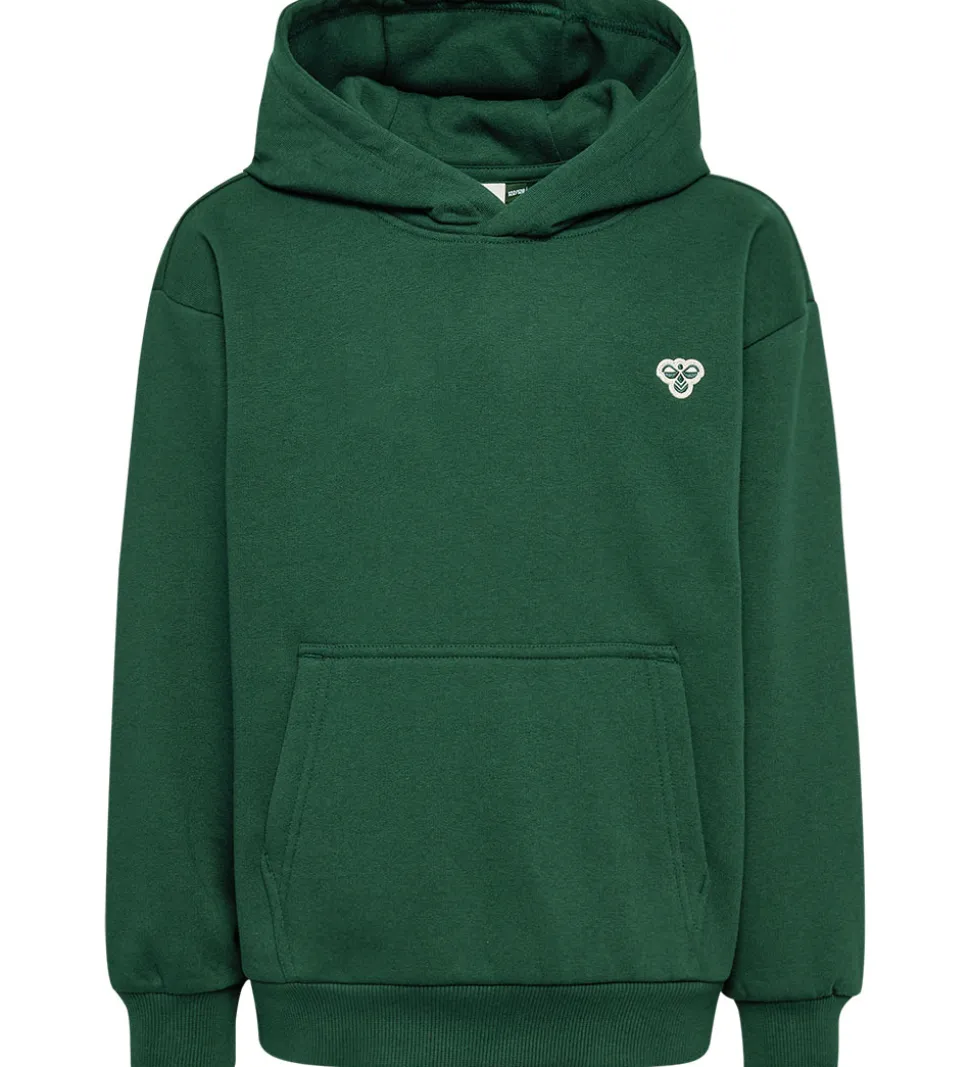 Hummel Hættetrøje - HmlJR - Mørkegrøn m. Logo