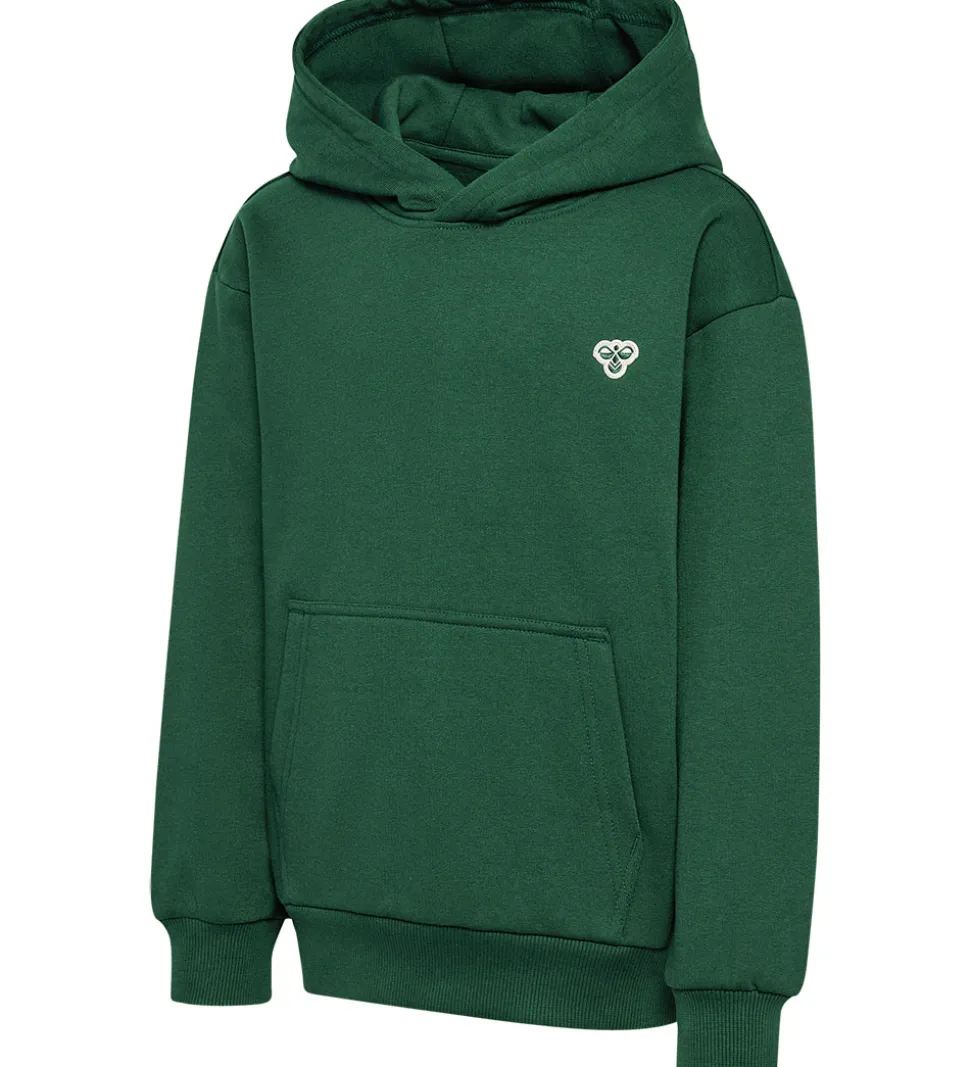 Hummel Hættetrøje - HmlJR - Mørkegrøn m. Logo