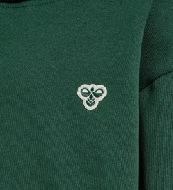 Hummel Hættetrøje - HmlJR - Mørkegrøn m. Logo