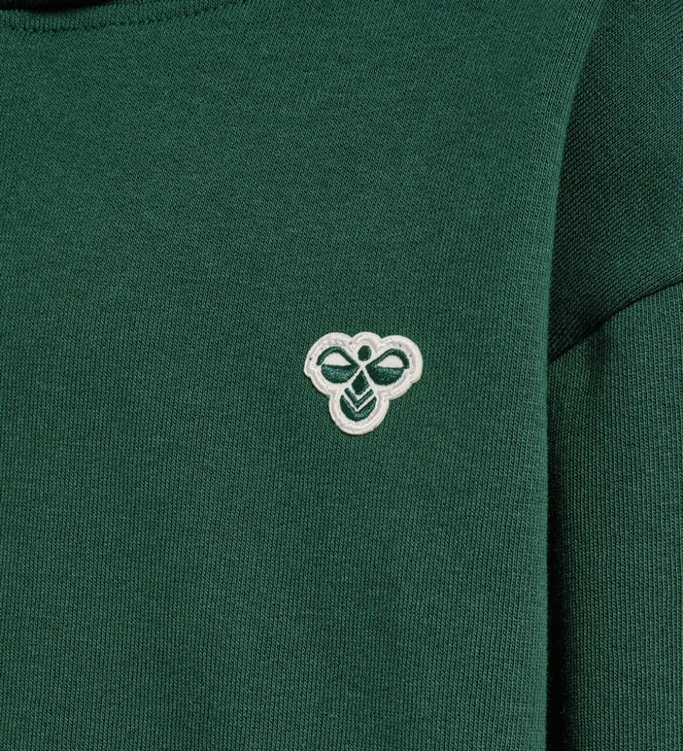 Hummel Hættetrøje - HmlJR - Mørkegrøn m. Logo