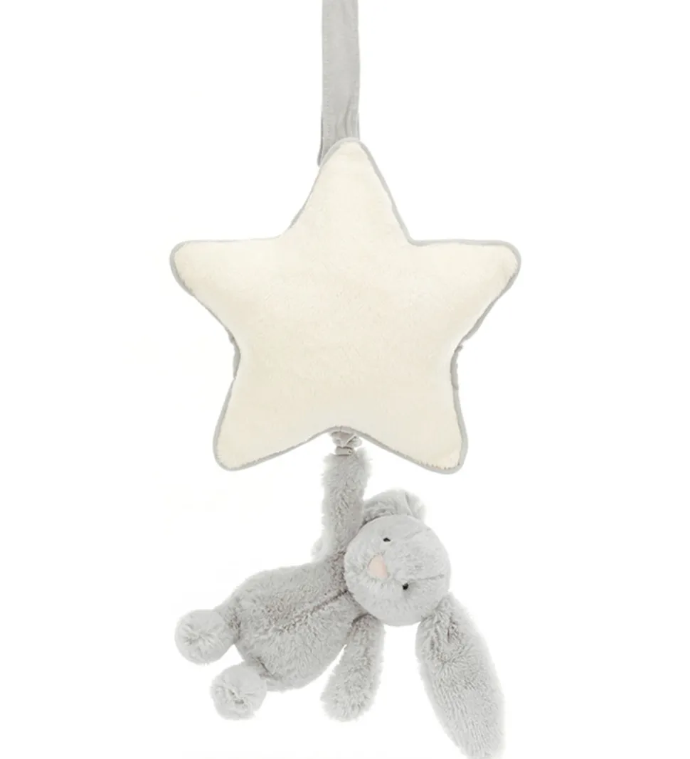Jellycat Musikuro m. Stjerne - Bashful Bunny - Silver