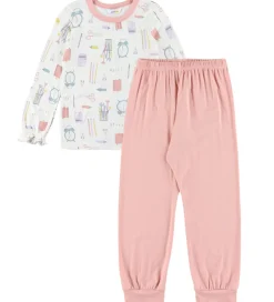 Joha Nattøj - 2 Delt - Viskose/Bambus - Off White m. Print