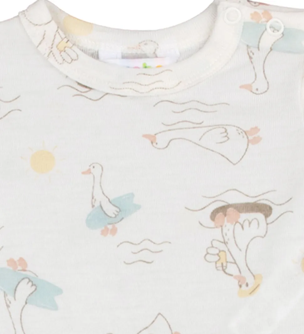 Joha Sommerdragt - Uld/Silke - Off White m. Print