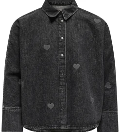 Kids Only Skjorte - KogGrace - Washed Black/ Heart Embroide
