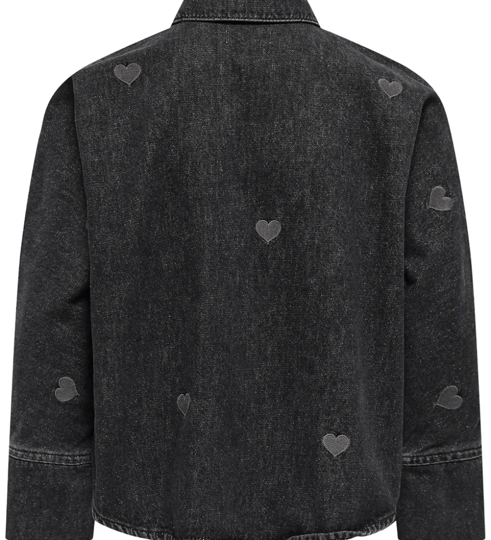 Kids Only Skjorte - KogGrace - Washed Black/ Heart Embroide