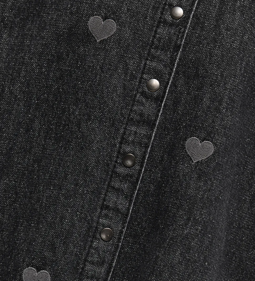 Kids Only Skjorte - KogGrace - Washed Black/ Heart Embroide