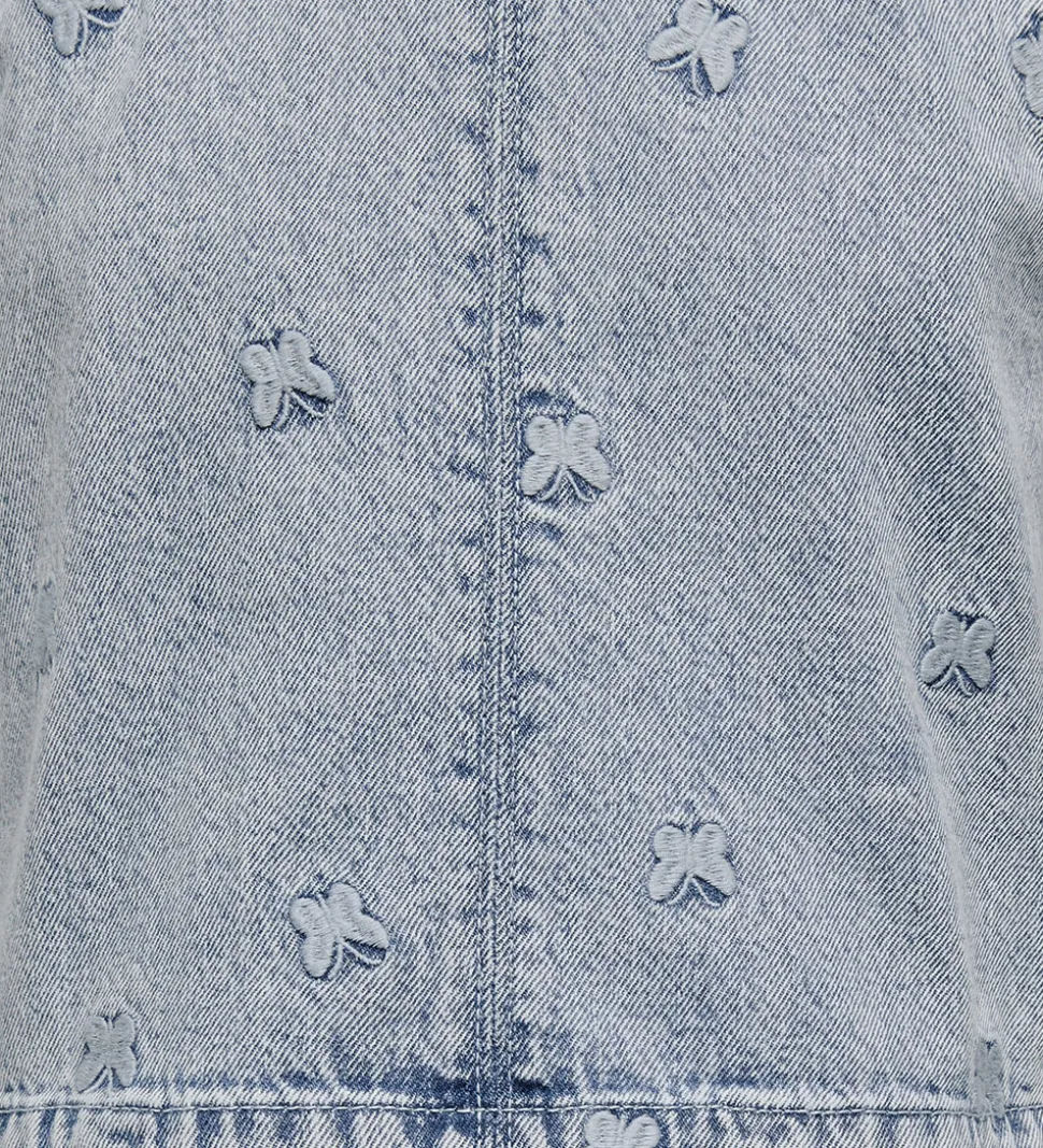 Kids Only Top - KogFreja - Lyseblå Denim/Sommerfugl