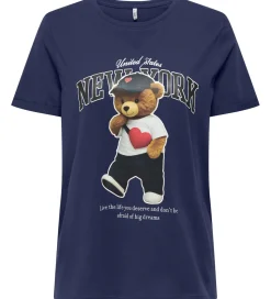 Kids Only T-shirt - KogLina - Bear O-Neck Top - Midnight Sail/Ne