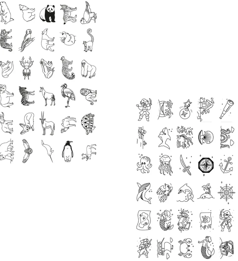 Kidywolf Refill Tegnemotiver - 60 motiver - Animals of The World