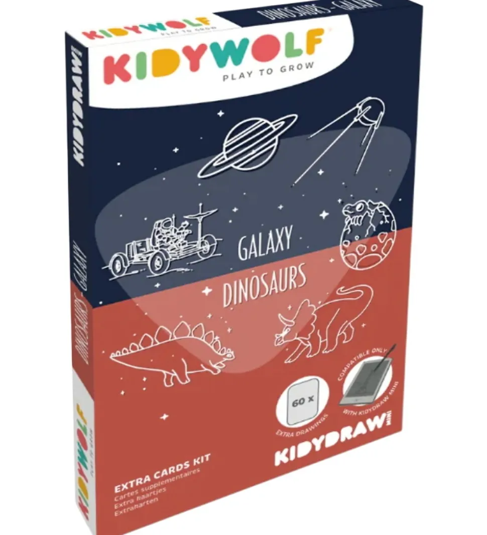 Kidywolf Refill Tegnemotiver - 60 motiver - Dinosaur/Galaxy