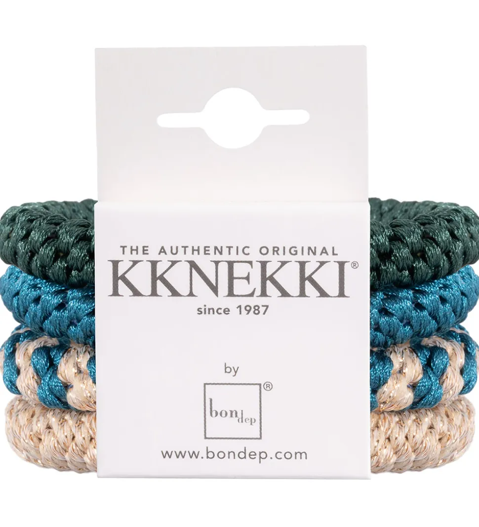 Kknekki Hårelastikker - 4-pak - Beige/Blå/Grøn/Glimmer