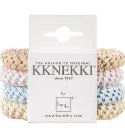 Kknekki Hårelastikker - 4-pak - Blå/Creme/Rosa/Guld