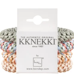 Kknekki Hårelastikker - 4-pak - Beige/Grøn/Pink