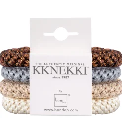 Kknekki Hårelastikker - 4-pak - Beige/Blå/Brun/Glimmer