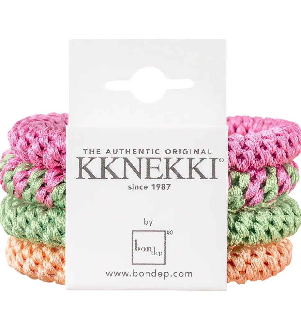 Kknekki Hårelastikker - 4-pak - Pink/Orange/Grøn
