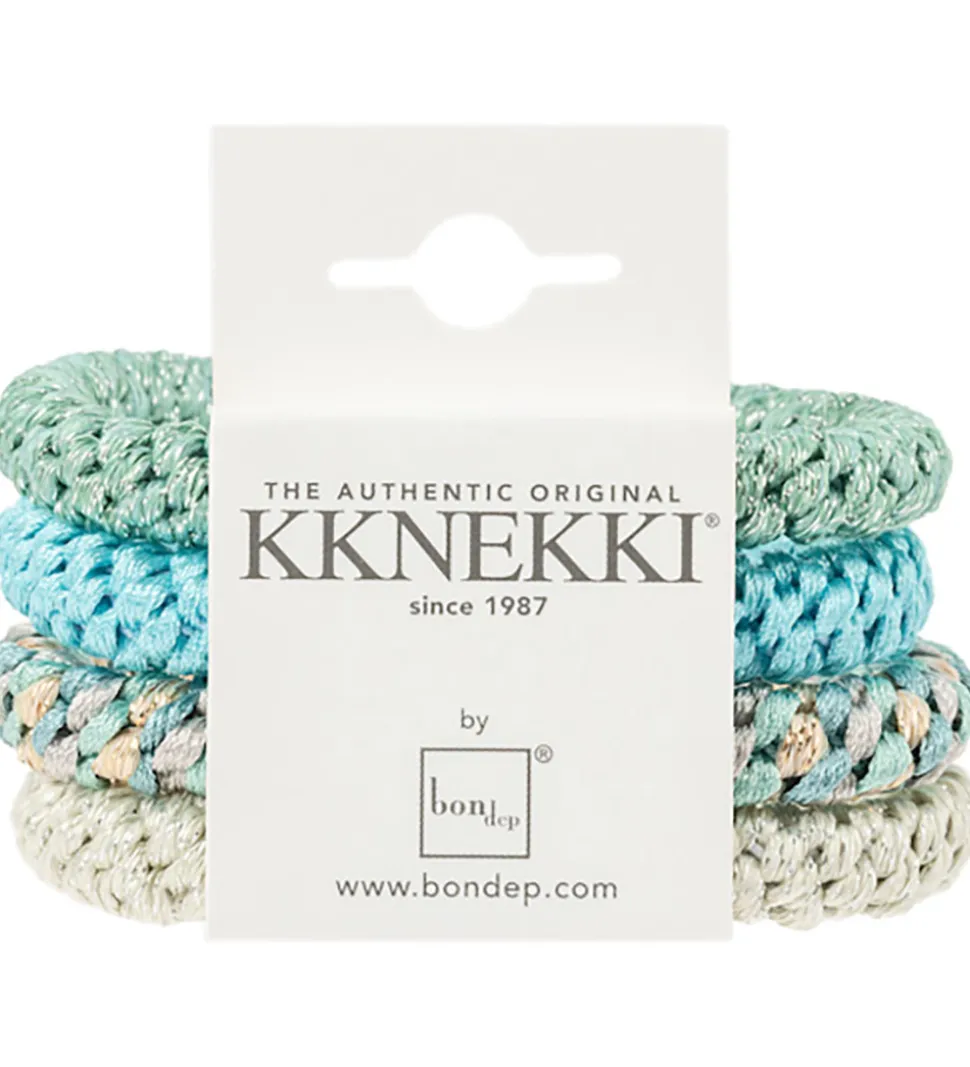 Kknekki Hårelastikker - 4-pak - Blå Glitter