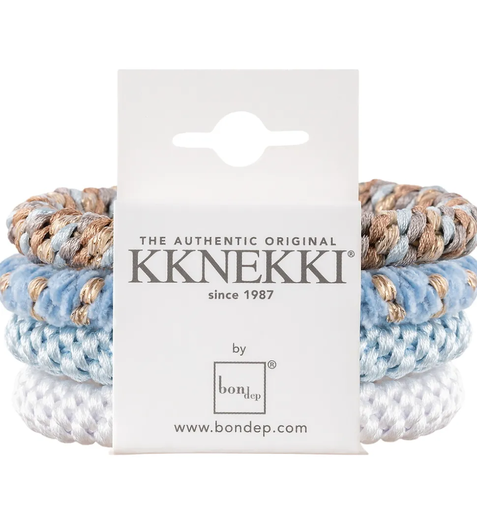 Kknekki Hårelastikker - 4-pak - Blå/Hvid/Beige