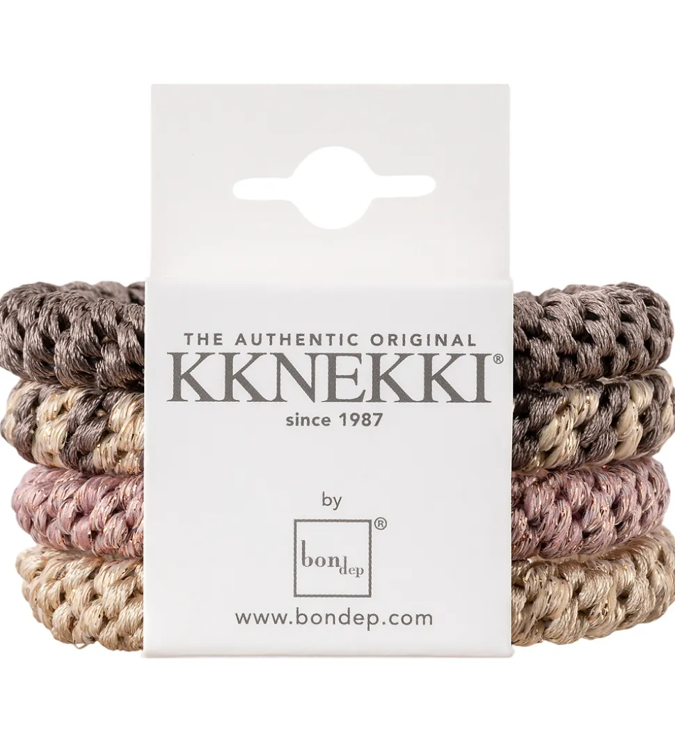 Kknekki Hårelastikker - 4-pak - Pink/Beige/Brun