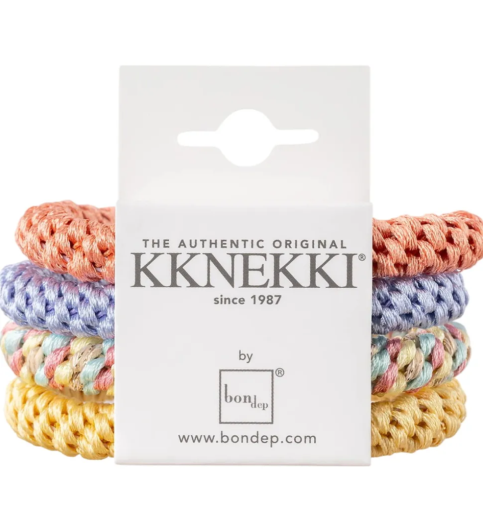 Kknekki Hårelastikker - 4-pak - Lilla/Orange/Gul