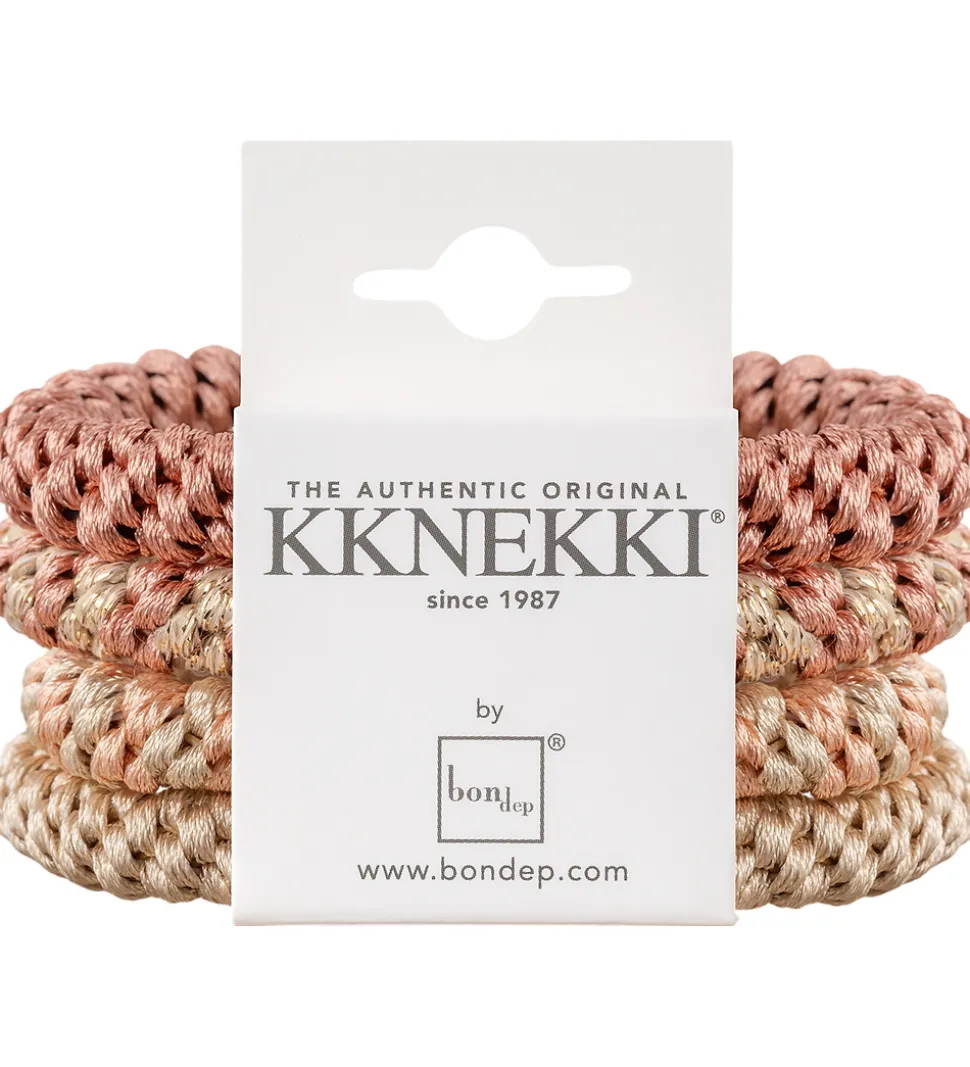 Kknekki Hårelastikker - 4-pak - Pink/Beige
