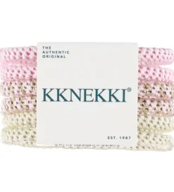 Kknekki Hårelastikker - Slim - 6-pak - Rosa/Hvid m. Guld