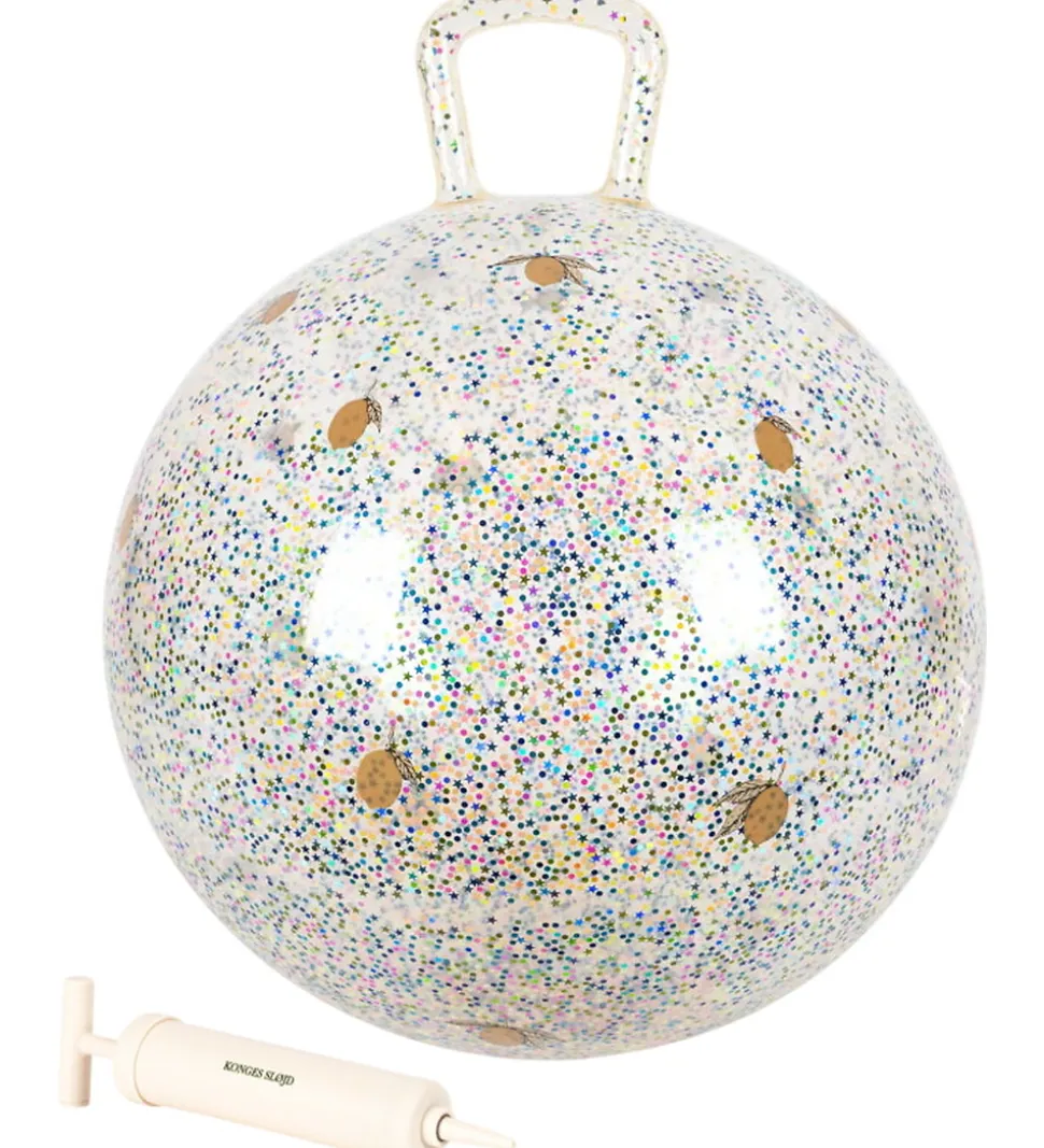 Konges Sløjd Hoppebold m. Håndtag - Glitter - Lemon - 50 cm