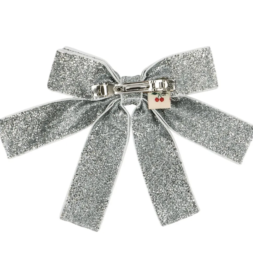Konges Sløjd Hårsløjfe - 10 cm - Sølv m. Glimmer