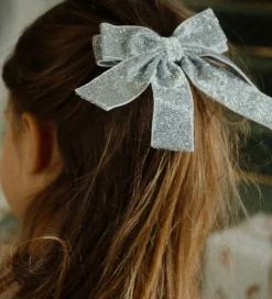 Konges Sløjd Hårsløjfe - 10 cm - Sølv m. Glimmer
