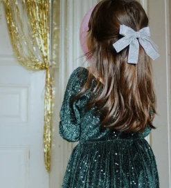 Konges Sløjd Hårsløjfe - 10 cm - Sølv m. Glimmer