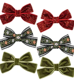 Konges Sløjd Hårsløjfer - 5,5 cm - Micki - 6-pak - Rød/Grøn