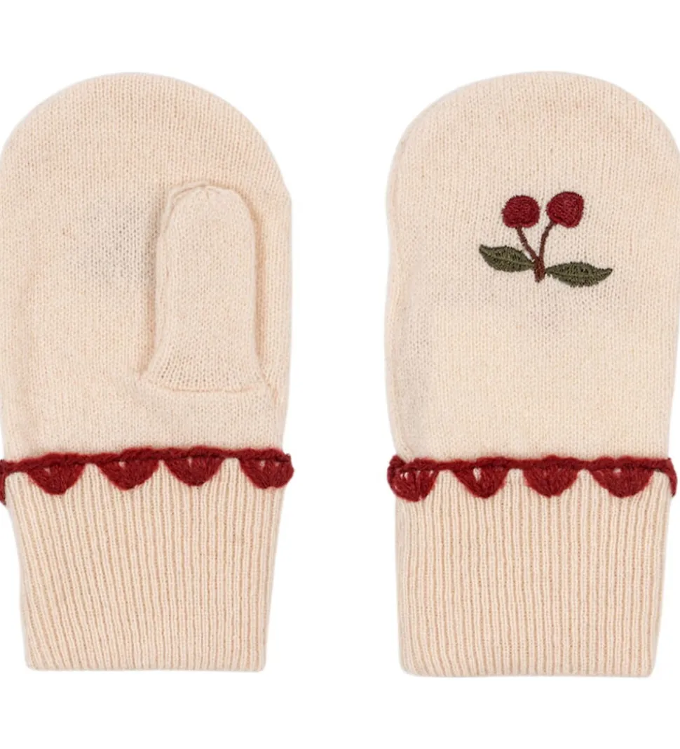 Konges Sløjd Luffer - Uld - Belou - Off White m. Kirsebær