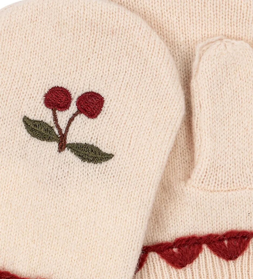 Konges Sløjd Luffer - Uld - Belou - Off White m. Kirsebær