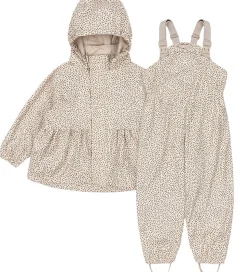 Konges Sløjd Regntøj m. Seler/Fleece - PU - Rainy Palme - Milk T