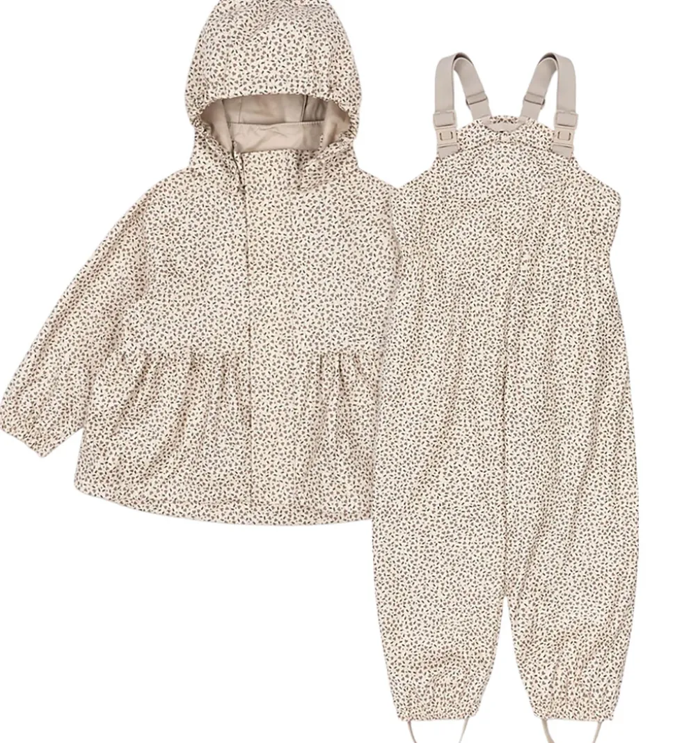 Konges Sløjd Regntøj m. Seler/Fleece - PU - Rainy Palme - Milk T