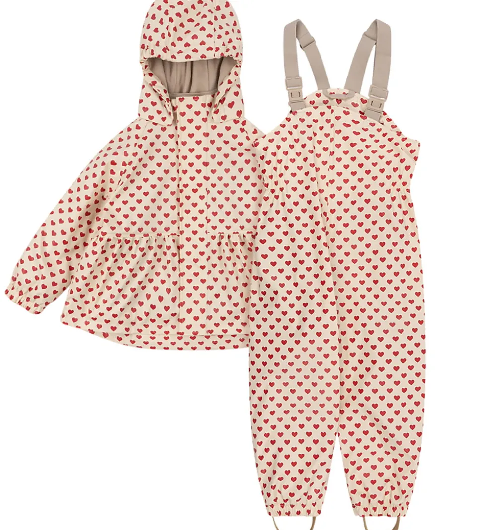 Konges Sløjd Regntøj m. Seler/Fleece - PU - Rainy Palme - Coeur