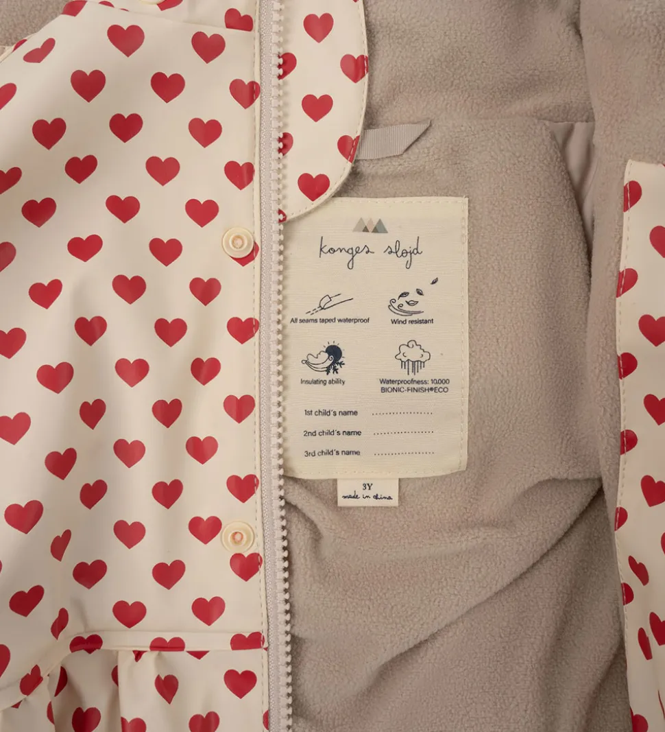 Konges Sløjd Regntøj m. Seler/Fleece - PU - Rainy Palme - Coeur