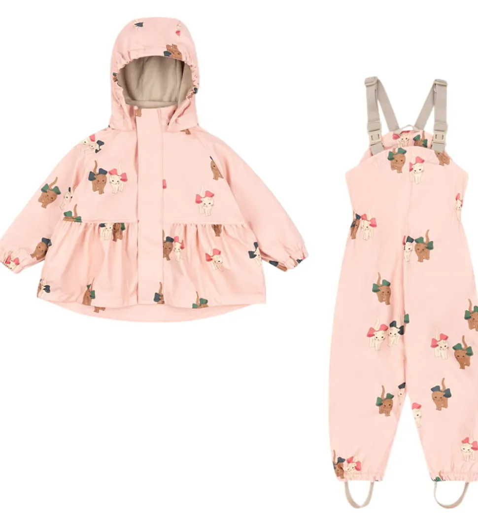 Konges Sløjd Regntøj m. Seler/Fleece - PU - Palme - Bow Kitty Pi